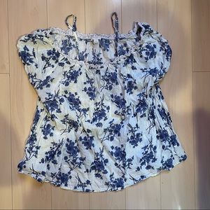 Macys Cold shoulder floral lace top